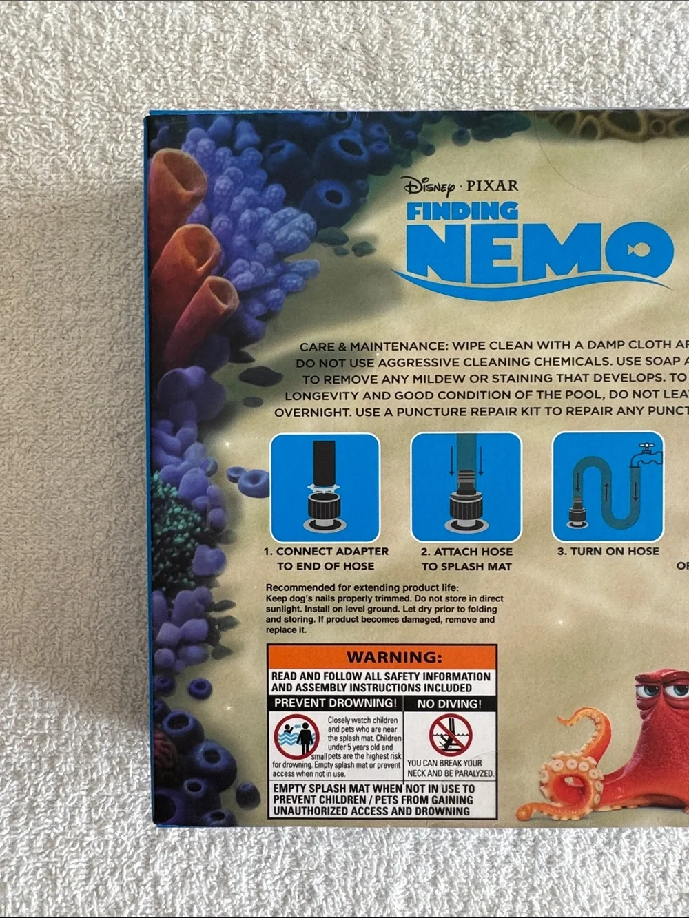 Disney Pixar Finding Nemo Orange Pet Sprinkler Splash Mat